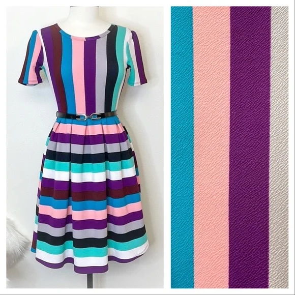 LuLaRoe, Dresses, Beautiful Striped Fit Flare Lularoe Amelia Dress With  Pockets